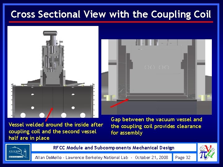 Cross Sectional View with the Coupling Coil Vessel welded around the inside after coupling