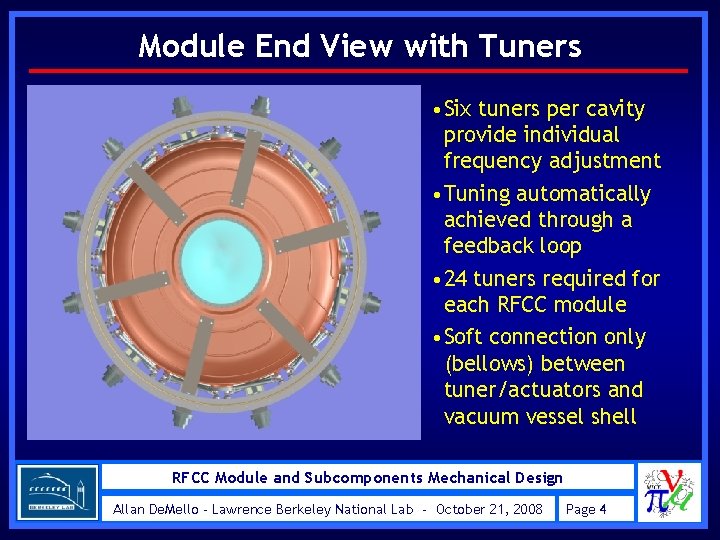Module End View with Tuners • Six tuners per cavity provide individual frequency adjustment