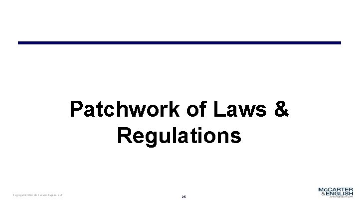 Patchwork of Laws & Regulations Copyright © 2016 Mc. Carter & English, LLP 25