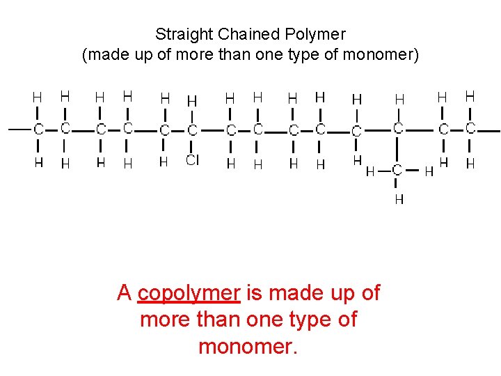 Straight Chained Polymer (made up of more than one type of monomer) A copolymer