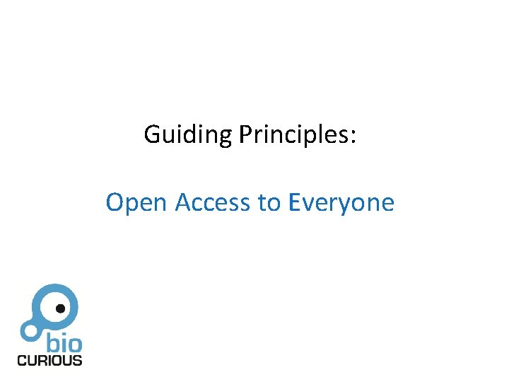 Guiding Principles: Open Access to Everyone 