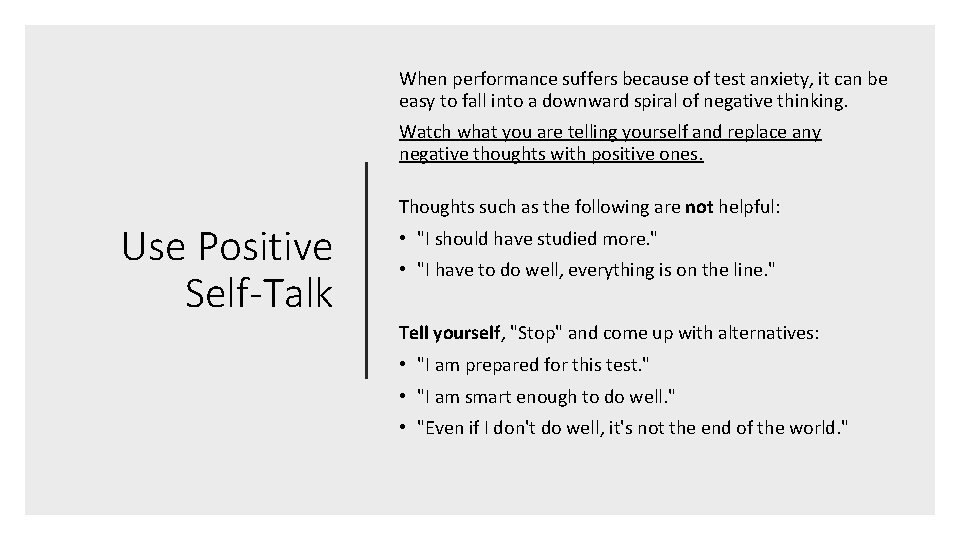 When performance suffers because of test anxiety, it can be easy to fall into