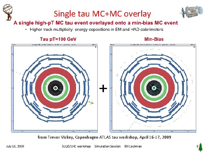 Single tau MC+MC overlay from Trevor Vickey, Copenhagen ATLAS tau workshop, April 16 -17,