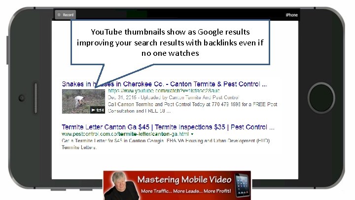 You. Tube thumbnails show as Google results improving your search results with backlinks even