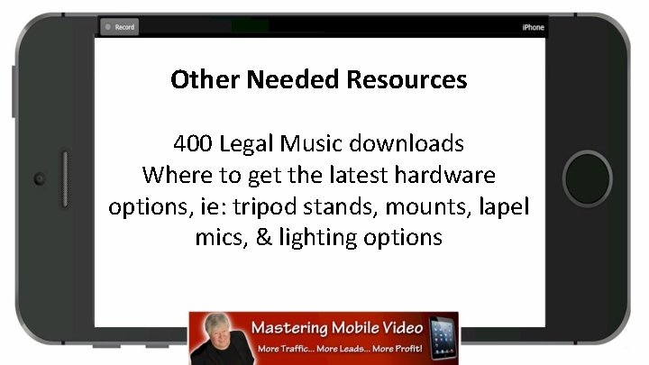 Other Needed Resources 400 Legal Music downloads Where to get the latest hardware options,