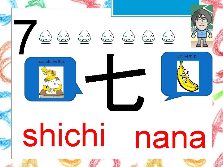7 It sounds like this: 七 Or like this: shichi nana 