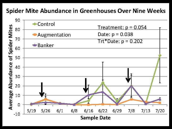 Spider Mite Abundance in Greenhouses Over Nine Weeks Average Abundance of Spider Mites 90