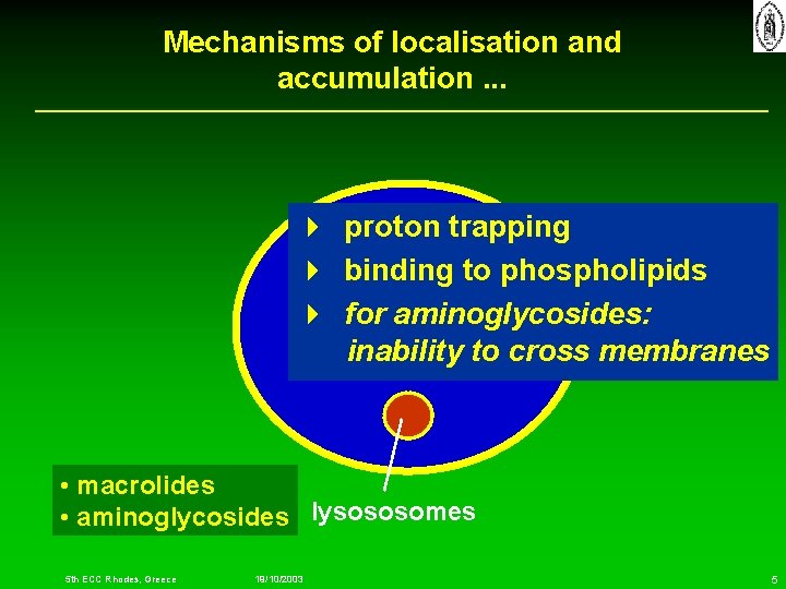 Mechanisms of localisation and accumulation. . . 4 proton trapping 4 binding to phospholipids