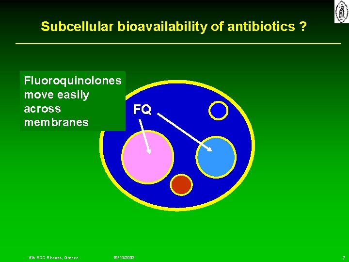 Subcellular bioavailability of antibiotics ? Fluoroquinolones move easily across FQ membranes 5 th ECC