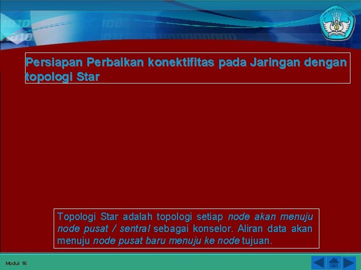 Persiapan Perbaikan konektifitas pada Jaringan dengan topologi Star Topologi Star adalah topologi setiap node