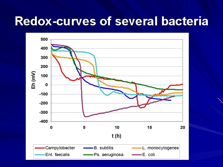 Redox-curves of several bacteria 