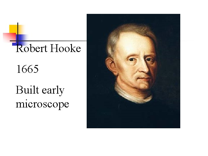 Robert Hooke 1665 Built early microscope 
