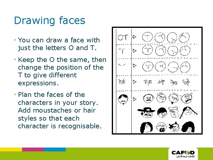Drawing faces • You can draw a face with just the letters O and