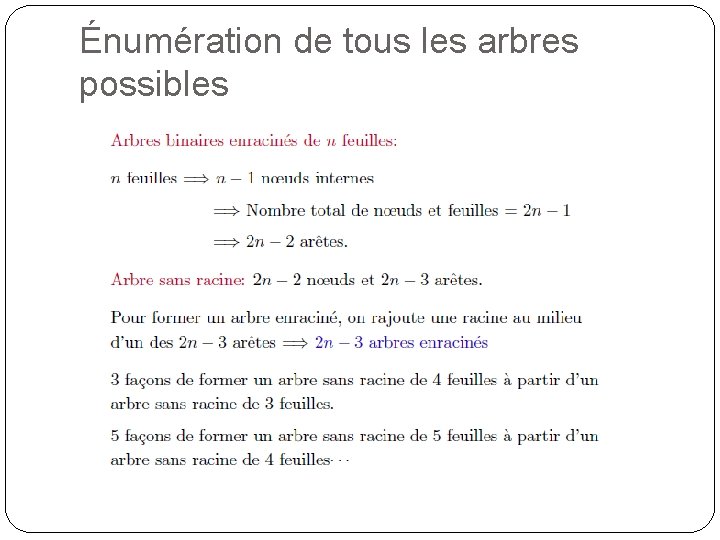 Énumération de tous les arbres possibles 