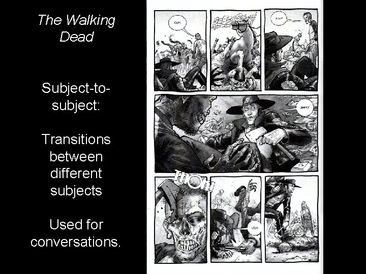 The Walking Dead Subject-tosubject: Transitions between different subjects Used for conversations. 