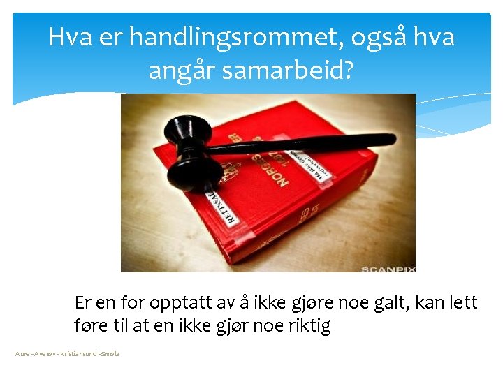 Hva er handlingsrommet, også hva angår samarbeid? Er en for opptatt av å ikke