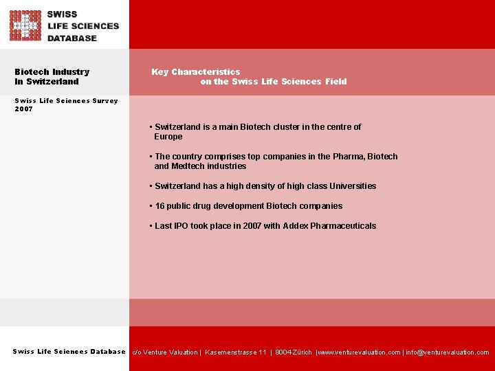 Biotech Industry In Switzerland Key Characteristics on the Swiss Life Sciences Field Swiss Life