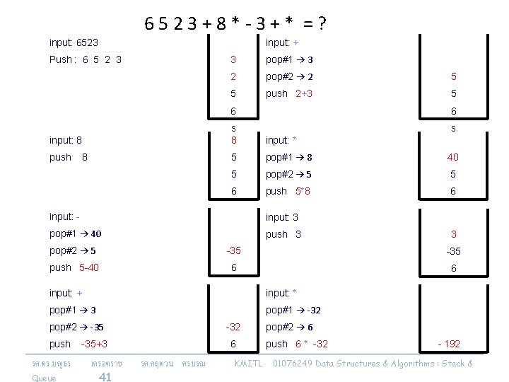 6523+8*-3+* =? input: 6523 input: + Push : 6 5 2 3 3 pop#1