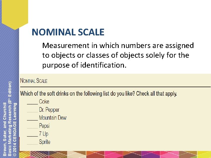 NOMINAL SCALE Brown, Suter, and Churchill Basic Marketing Research (8 th Edition) © 2014