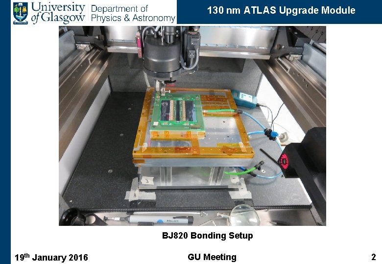 130 nm ATLAS Upgrade Module BJ 820 Bonding Setup 19 th January 2016 GU