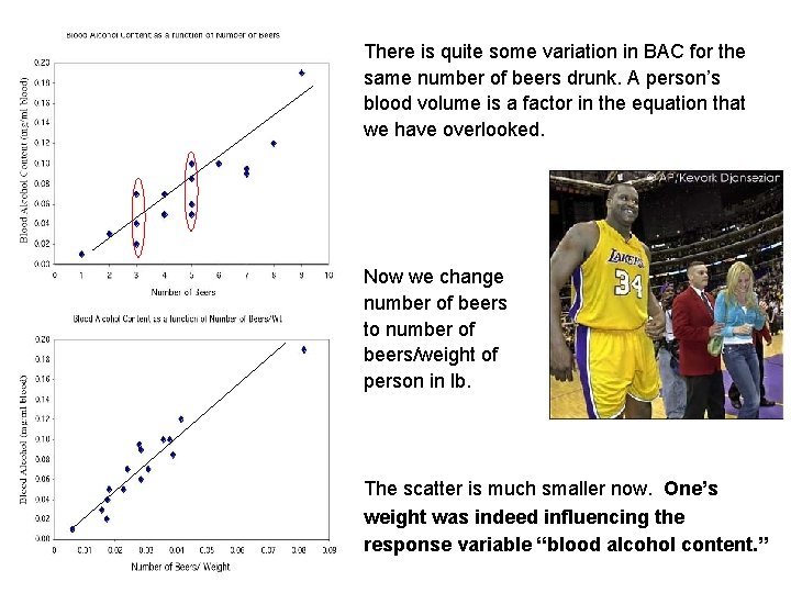 There is quite some variation in BAC for the same number of beers drunk.