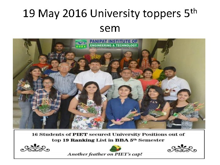 19 May 2016 University toppers 5 th sem 