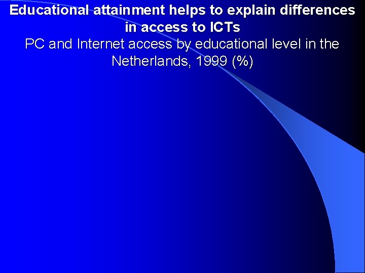 Educational attainment helps to explain differences in access to ICTs PC and Internet access