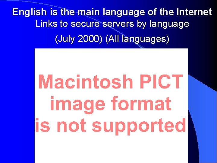 English is the main language of the Internet Links to secure servers by language