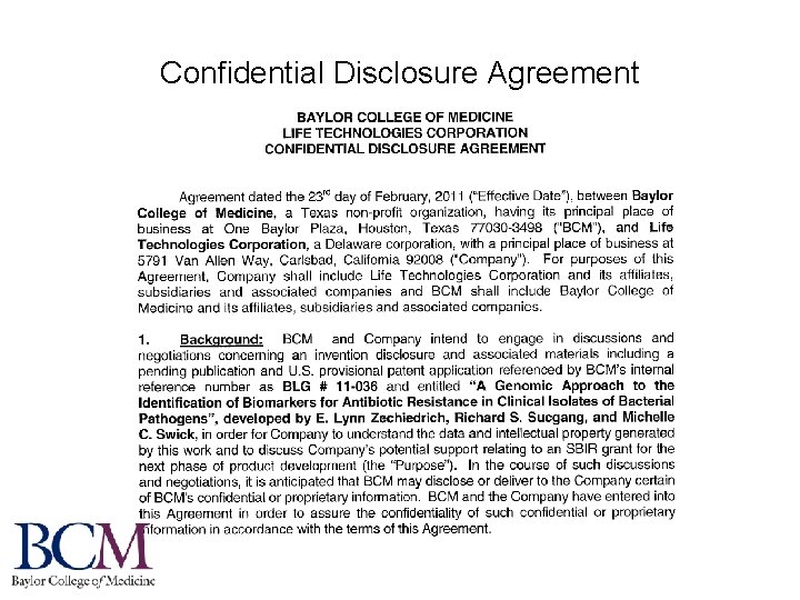 Confidential Disclosure Agreement 