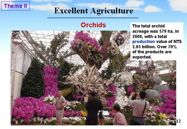 Theme II Excellent Agriculture Orchids The total orchid acreage was 579 ha. in 2008,