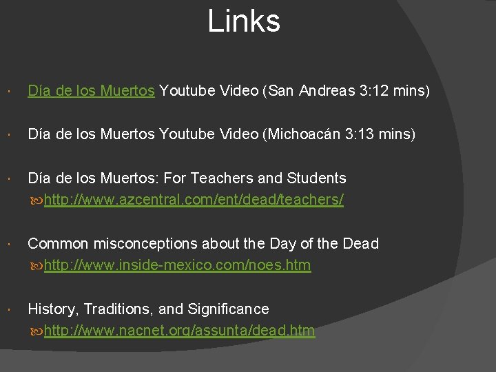 Links Día de los Muertos Youtube Video (San Andreas 3: 12 mins) Día de