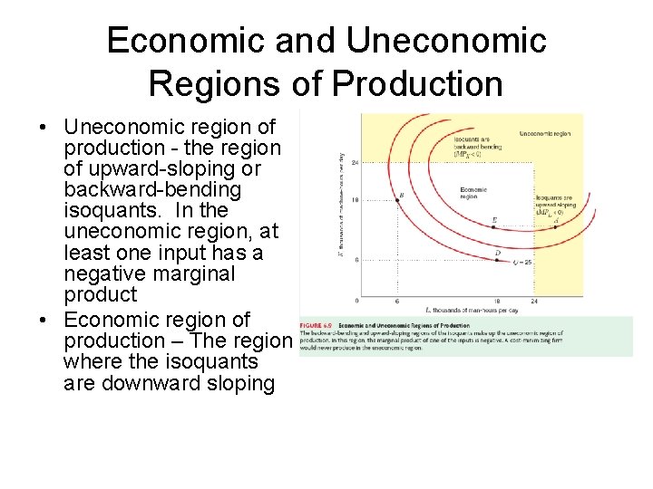 Economic and Uneconomic Regions of Production • Uneconomic region of production - the region