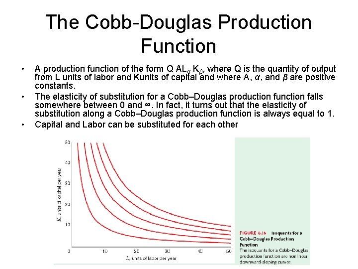 The Cobb-Douglas Production Function • • • A production function of the form Q