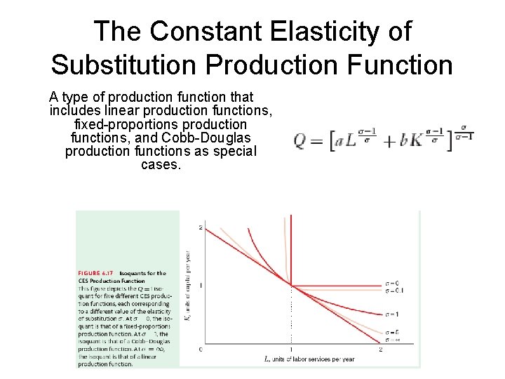 The Constant Elasticity of Substitution Production Function A type of production function that includes