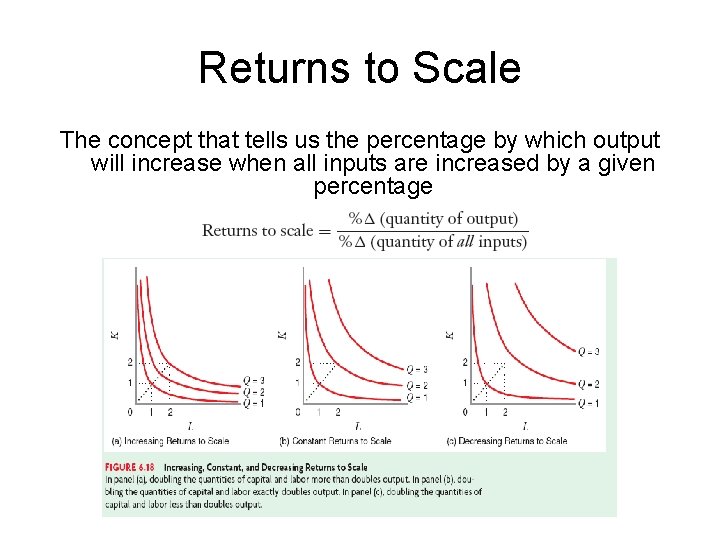 Returns to Scale The concept that tells us the percentage by which output will