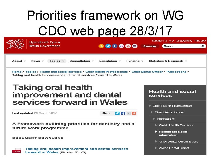 Priorities framework on WG CDO web page 28/3/17 