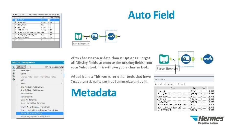 Auto Field After changing your data choose Options > Forget all Missing Fields to