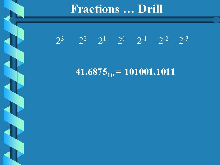 Fractions … Drill 23 22 21 20 . 2 -1 2 -2 2 -3