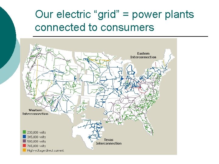 Our electric “grid” = power plants connected to consumers 