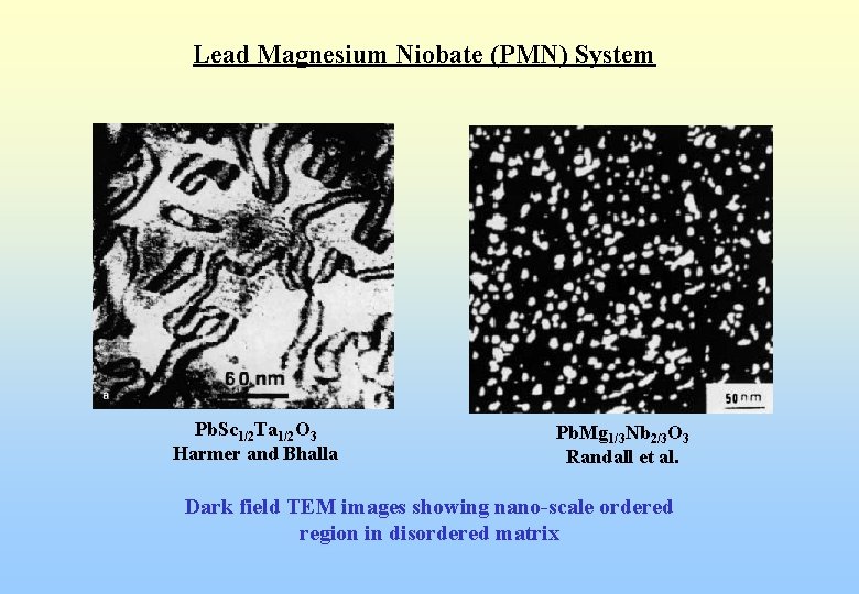 Lead Magnesium Niobate (PMN) System Pb. Sc 1/2 Ta 1/2 O 3 Harmer and