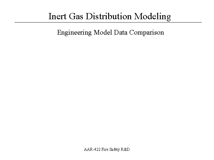 Inert Gas Distribution Modeling __________________ Engineering Model Data Comparison AAR-422 Fire Safety R&D 