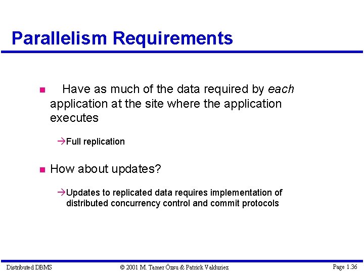 Parallelism Requirements Have as much of the data required by each application at the