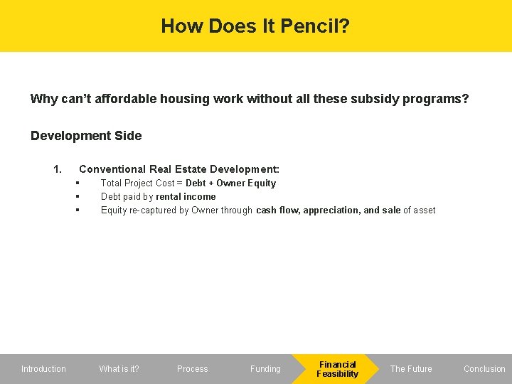 How Does It Pencil? Why can’t affordable housing work without all these subsidy programs?