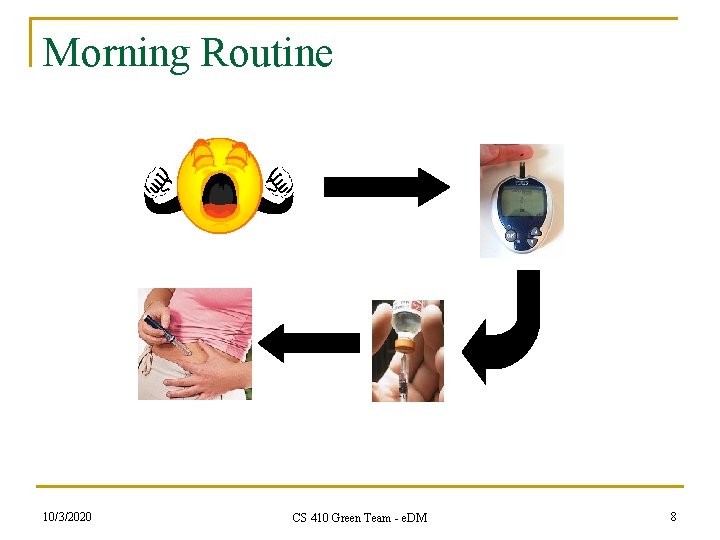 Morning Routine 10/3/2020 CS 410 Green Team - e. DM 8 