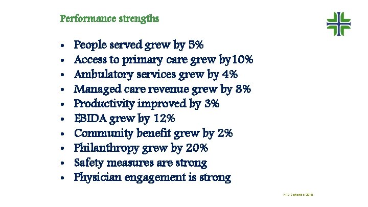 Performance strengths • • • People served grew by 5% Access to primary care