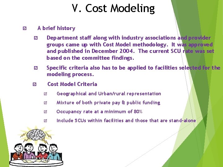V. Cost Modeling A brief history þ þ Department staff along with industry associations