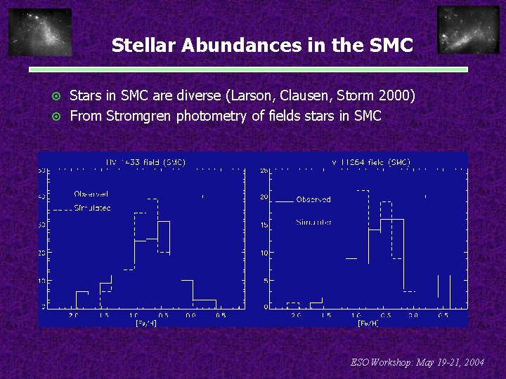 Stellar Abundances in the SMC ¤ Stars in SMC are diverse (Larson, Clausen, Storm