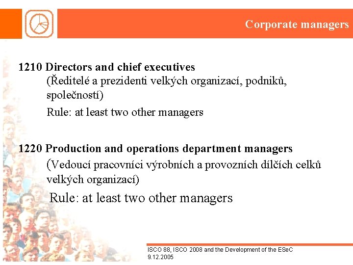 Corporate managers 1210 Directors and chief executives (Ředitelé a prezidenti velkých organizací, podniků, společností)