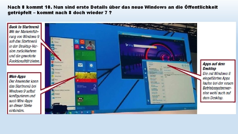 Nach 8 kommt 10. Nun sind erste Details über das neue Windows an die