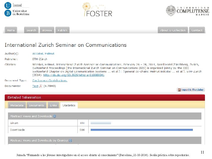 Jornada “Formando a los jóvenes investigadores en el acceso abierto al conocimiento” (Barcelona, 21